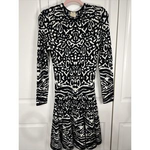 Torn by Ronny Kobo Malu Dress DropWaist Black White Mini Cocktail Small